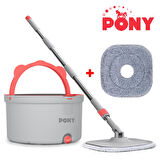 Pony Gri Yedekli Temiz & Kirli Suyu Ayırma Özelliği Otomatik Temizlik Seti Mop Paspas
