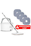 PONY BEYAZ 4 ADET MİKROFİBER MOP TEMİZ & KİRLİ SUYU  AYIRMA ÖZELLİĞİ OTOMATİK TEMİZLİK SETİ PASPAS