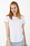Maraton Sportswear Regular Kadın Bisiklet Yaka  Kısa Kol Basic Beyaz T-Shirt 21962