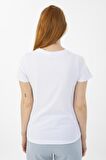 Maraton Sportswear Regular Kadın Bisiklet Yaka  Kısa Kol Basic Beyaz T-Shirt 21962