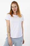 Maraton Sportswear Regular Kadın Bisiklet Yaka  Kısa Kol Basic Beyaz T-Shirt 21962