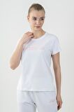 Maraton Sportswear Regular Kadın Bisiklet Yaka  Kısa Kol Basic Beyaz T-Shirt 22011