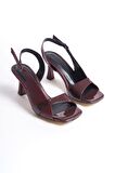Kelly Bordo Rugan Kadın Yüksek Topuklu Sandalet