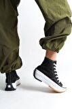 ROMA Bağcıklı Ortopedik Taban Kadın Sneaker Ayakkabı BT Siyah