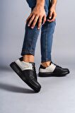 Middles Bağcıklı Erkek Günlük Sneaker Ayakkabı ST Siyah/Gri