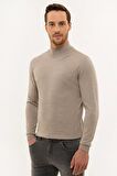 Erkek Taş Slim Fit Yarım Balıkçı Yaka Basic Triko Kazak G021SZ0TK.000.1111413