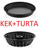 Sinbo 6664 Turta Kek Kalıbı 30cm + 28Cm Emaye Kek Kalıbı Yanmaz Yapışmaz 20 Dilimli