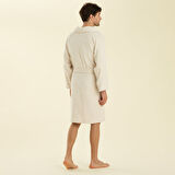 Solid Unisex Bornoz Ekru