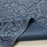 Arabesco Saf Pamuk Dekoratif Yıkamalı Halı 150x200 cm Marin Mavi