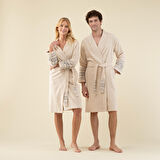 Derin Unisex Bornoz BEJ/LACİVERT