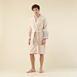 Derin Unisex Bornoz BEJ/LACİVERT