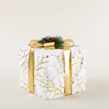 Gifty Ledli Yılbaşı Hediye Kutusu Dekor 25 Cm Beyaz