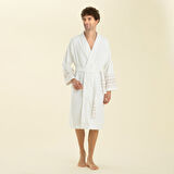 Derin Unisex Bornoz Beyaz/Bej