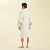 Derin Unisex Bornoz Ekru/Marin Mavi