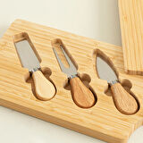 Ravva 4 Parça Bıçaklı Sunum Seti 30x14 cm Natural