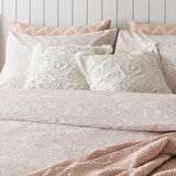 Dahlıa Baskılı Nevresim Seti King Pudra/Ekru