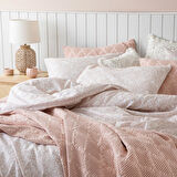 Dahlıa Baskılı Nevresim Seti King Pudra/Ekru