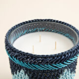 Boho Coastal Tığ İşi Kokulu Mum 12X13 cm Mavi