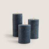 Glacier Sütun Mum 7x12cm Marin Mavi