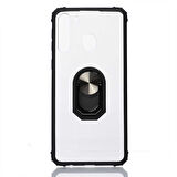 Samsung Galaxy A21 Kılıf Şeffaf Yüzüklü Mola Kapak