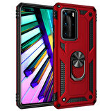 Huawei P40 Pro Kılıf Vega Tank Sert Yüzüklü Standlı Zırh Koruma Kapak