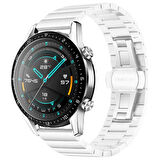 Gear S3 (22mm) Uyumlu KRD-16 Metal Zore Kordon-Beyaz