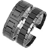 ​​Galaxy Watch 42mm (20mm) Mat Seramik Metal Zore Kordon-Siyah