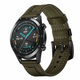 Huawei Watch GT 3 46mm Uyumlu KRD-19 Deri Zore Kordon-Yeşil