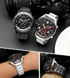 Gear S3 (22mm) Seramik Metal Zore Kordon-Siyah-Gümüş
