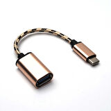 Gold Kablolu Metal Type-C Otg-Zore