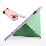 Galaxy Tab S7 T870 Kılıf  Uyumlu ​ALT Tri Folding Kalem Bölmeli Standlı Kılıf-Açık Yeşil