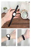 Apple Watch Ultra 49mm Kordon Uyumlu Krd-28 Deri Strap Kayış - Beyaz