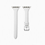 ​​​Watch Ultra 49mm Kordon Uyumlu KRD-28 Deri Strap Kayış CLO- Beyaz