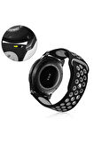 Gear S3 (22MM) Krd-02 Uyumlu Kordon Siyah-gri