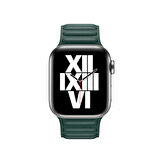 ​​​Watch 40mm Uyumlu KRD-34 Deri Zore Kordon-Koyu Yeşil