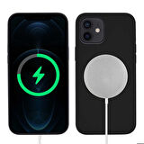 iPhone 12 Mini Uyumlu Zore Silksafe Wireless Kapak-Siyah