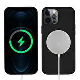 iPhone 12 Pro Uyumlu Zore Silksafe Wireless Kapak-Siyah