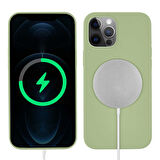 iPhone 12 Pro Uyumlu Zore Silksafe Wireless Kılıf-Açık Yeşil