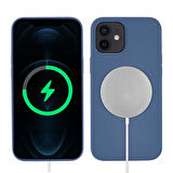 iPhone 12 Uyumlu Zore Silksafe Wireless Kılıf-Mavi