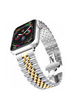 Apple Watch 38mm Uyumlu Krd-36 Metal Kordon Gümüş-gold