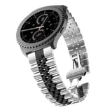 Gear S2 Uyumlu KRD-36 20mm Metal MKST Kordon-Gümüş-Siyah