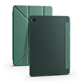 Galaxy Tab A7 10.4 T500 2020 Kılıf  Uyumlu ​ALT Tri Folding Kalem Bölmeli Standlı Kılıf-Koyu Yeşil