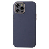 iPhone 12 Pro Uyumlu Zore Leathersafe Wireless Kılıf-Lacivert