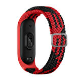 Xiaomi Mi Band 6 Uyumlu KRD-49 Örgü Zore Kordon-Siyah-Kırmızı