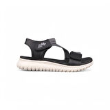 Kadın Günlük Sandalet - Siyah-Beyaz, Deri