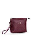 Kadın Basic Clutch Çanta Monogram Desenli Logolu Bordo Siyah (4010B) 214009