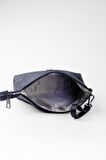 Kadın Basic Clutch Çanta Monogram Desenli Logolu Siyah Gri (4010SG) 214009