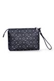 Kadın Basic Clutch Çanta Monogram Desenli Şeritli Siyah Gri (4006SG) 214012