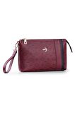 Kadın Basic Clutch Çanta Monogram Desenli Şeritli Bordo Siyah (4006B) 214012