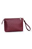 Kadın Basic Clutch Çanta Monogram Desenli Şeritli Bordo Siyah (4006B) 214012
